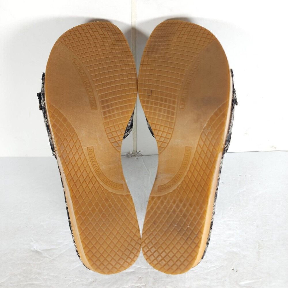 Stuart Weitzman Women's US 7,5B Graffiti Logo Buckle Wooden Heel Wedge Sandals - Picture 12 of 14